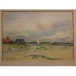 Albert Gilbert, signed watercolour, "Essex flats", 9 1/2 x 14ins