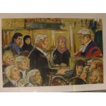 Ben Finers, (for ITN), pair of crayon drawings, named "Courtroom scenes", 20 x 30ins (2)