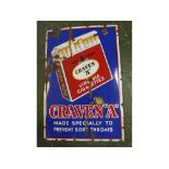 Vintage "Craven A" enamel sign with a blue ground, central cigarette packet (a/f), 24ins wide x