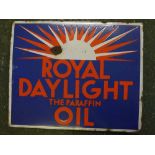 Vintage "Royal Daylight, the paraffin oil" double sided enamel sign, 22ins wide x 18ins deep (a/f)