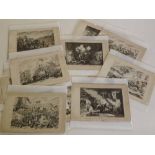 After George Cruikshank, packet of 17 small black and white engravings, named historical subjects,