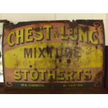 Vintage "Stotherts Chest and Lung Mixture" enamel sign (a/f), 36ins wide x 24ins deep 30-40