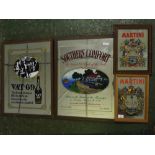 Four assorted reproduction pub signs to include two Martini signs, a Southern Comfort sign