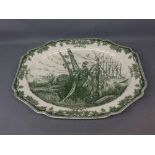 Large modern green and cream printed Game platter with pressed mark to back saying, Royal Game a