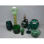 Mixed Lot: Bristol green glass ware to include finger bowls, a pewter lidded biscuit barrel and