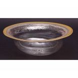 Decorative glass bowl with opaque tinted everted rim, probably circa early 20th century, 9 3/4 ins