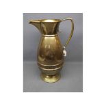 Arts & Crafts style large brass jug with inscription "One Lord One Faith One Baptism" with a