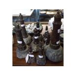 Collection of ten serpentine models of lighthouses