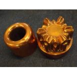 19th Century Victorian copper jelly mould with castellated top and impressed 563, together a further