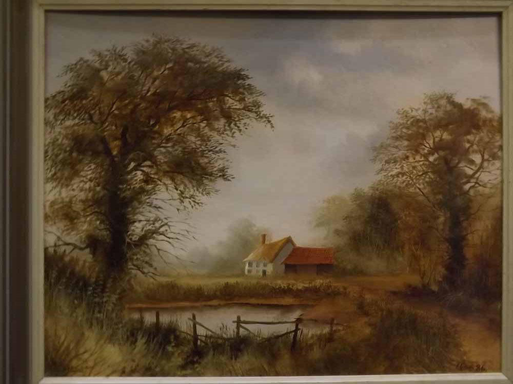 Kevin Curtis, signed and dated 86, oil on board, "Cottage-Wingfield", 15 x 19ins