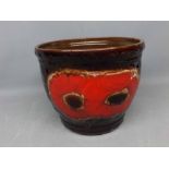 West German brown and red floral decorated Jardiniere, measuring 7 1/2 diameter x 6ins tall