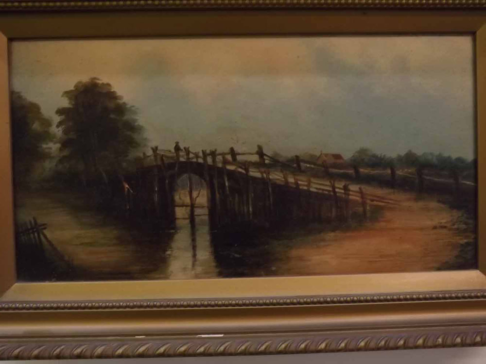 Charles Beatty, signed pair of oils on board, "Hellesdon Mill & "Costessey Stick Bridge", 7 1/2 x - Image 2 of 2