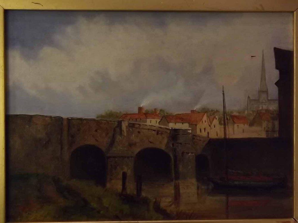 Attributed to Henry Loopey Bright, oil on canvas, Bishops Bridge, 8 1/2 x 11 1/2 ins