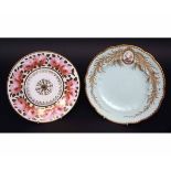 Two 19th century Coalport plates, the first John Rose period decorated in gilt with roses to the