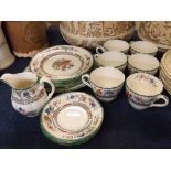 Group of Copeland Spode Chinese rose decorated part tea wares to include 6 cups and 4 saucers, 6