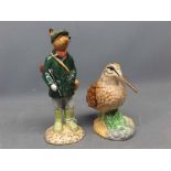 Beswick model of a Huntsman Fox together with a further model of a Partridge (with broken beak),