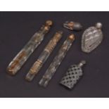 Mixed Lot: three various gilt highlighted and clear glass scent bottles, together with three further