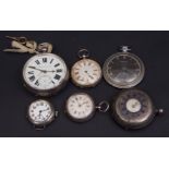 Mixed Lot: silver cased open face lever watch together with a further silver cased half Hunter