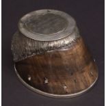 Mid-19th century electroplated mounted ink well, modelled from a horses hoof and with hinged