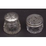 Mixed Lot: two various silver lidded and clear cut glass toiletry bottles, various dates and
