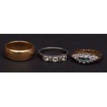 Mixed Lot: early 20th century 22ct gold wedding ring, the wide plain polished band, hallmarked