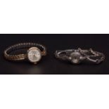 Mixed Lot: 9ct gold ladies wristwatch, Everite, together with a further silver cased and marcasite