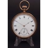 Early 20th century American gold plated open face keyless lever watch, American Waltham, USA,