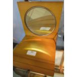 Cased concave mirror, of hinged square form and mirror set to the cover, width 7ins