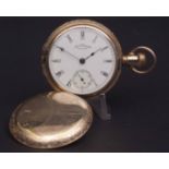 Early 20th century American gold plated full Hunter pocket watch, P S Bartlett Waltham, Mass,