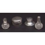 Mixed Lot: small capstan inkwell (lid a/f), together with a clear cut glass and silver lidded