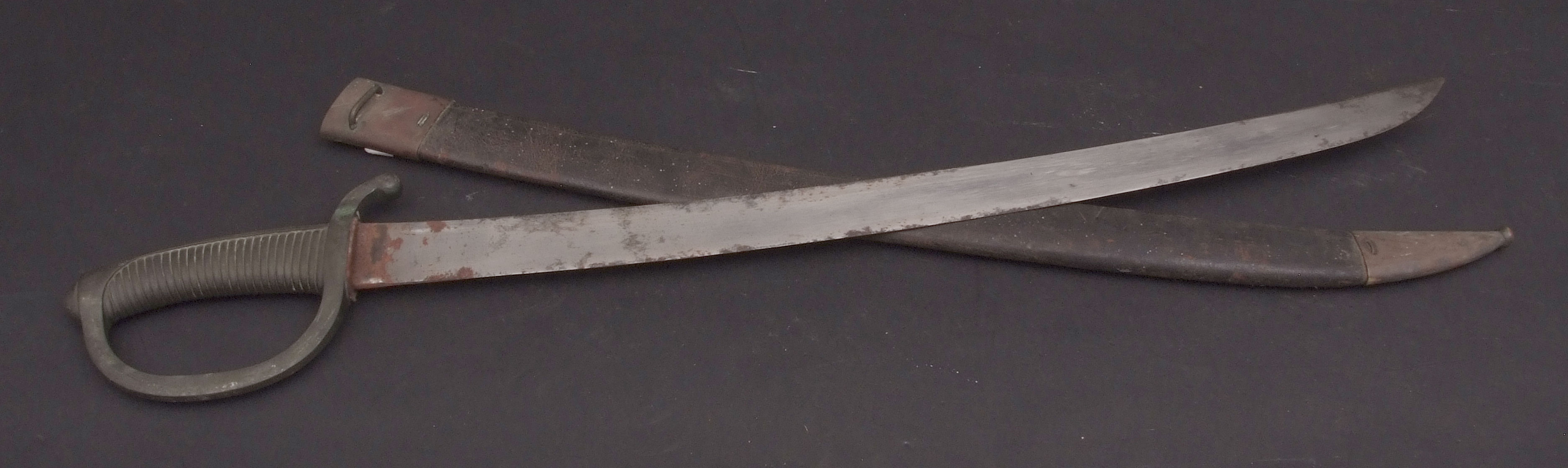 Late 19th century bandsman/police ceremonial sword with plain curved single edged blade to a cast