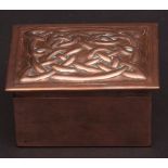 Early 20th century copper dressing table box of rectangular form with pull off cover, decorated with