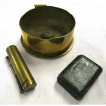 First World War period German trench art ash tray, constructed from the base of a 3 1/2 ins shell