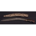 Late 19th/early 20th century Kukri of typical form with half-length double channel and notched blade