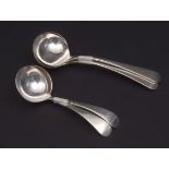 Mixed Lot: two George III sauce ladles, Old English pattern with oval bowls, length 7ins, London