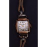 Swiss 18K ladies wrist watch, Sunevita, the 17-jewel movement to a signed and silvered Arabic dial