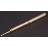 Unmarked yellow metal S Mordan & Co combination pen and pencil, the cylindrical body with all over