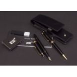 Modern Mont Blanc writing set comprising fountain pen and propelling pencil, each of typical black