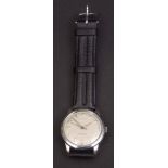 Mid-20th century chrome plated centre seconds wristwatch, Cyma, R420, 122228, the Swiss 17-jewel