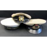 Mixed Lot: Post WWII Royal Naval Officers peak cap, Army & Navy Hat & Cap Co (1968) Ltd, together