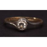 Precious metal single stone diamond ring, the brilliant cut diamond (0.20ct approx), bezel set
