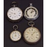 Mixed Lot: two various late 19th century Swiss silver cased open face key wind pocket watches