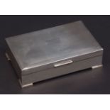 Elizabeth II table cigarette box of rectangular form, the hinged cover with engine turned decoration