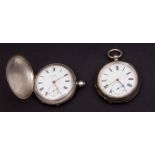 Mixed Lot: silver cased full Hunter pocket watch, signed H Samuel, Manchester, together with a