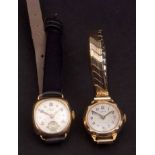 Mixed Lot: 9ct gold ladies Avia wristwatch, together with a further gold plated Oris example,