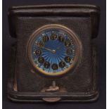 Early 20th century Swiss leather cased folding timepiece, Juvenia MFG, the 15-jewel movement with