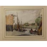 Douglas Ion Smart, signed and dated 1946, pen, ink and watercolour, ?The Harbour, Boston, Lincs?,