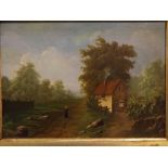 W L, initialled pair of oils on board, Country landscapes, 8 x 12ins (2)