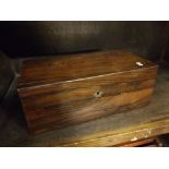 Good quality 19th century rosewood table top box, with void interior and missing escutcheon, 10ins x