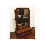 18th Century oak framed dressing table mirror fitted with 3 shaped drawers, raised on (feet),